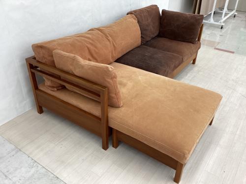 広松木工 (ヒロマツモッコウ) カウチソファー 幅:約196㎝ オレンジ
