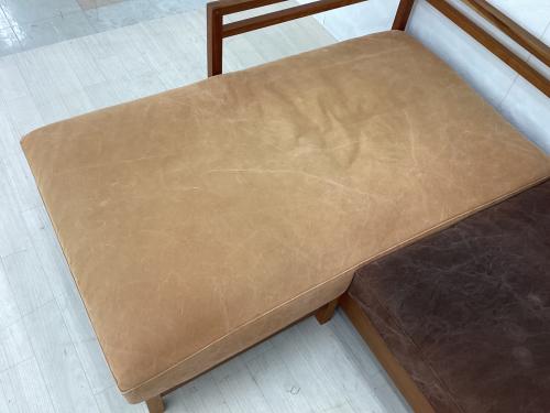 広松木工 (ヒロマツモッコウ) カウチソファー 幅:約196㎝ オレンジ×ブラウン RIPOSO 196