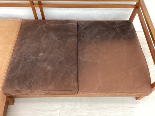 広松木工 (ヒロマツモッコウ) カウチソファー 幅:約196㎝ オレンジ×ブラウン RIPOSO 196