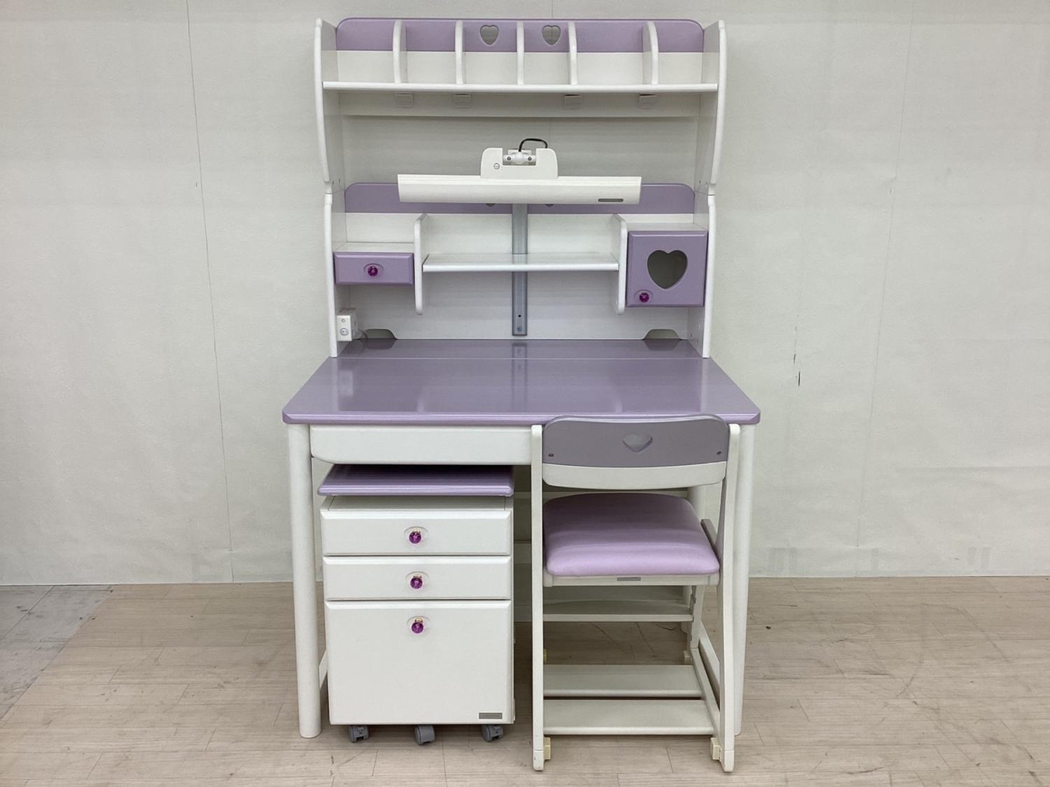 くろがね　勉強机　書棚　パープル くろがね勉強机書棚パープル