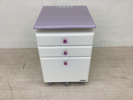 くろがね 学習机4点セット CD-CGX19 パープル×ホワイト ハート柄