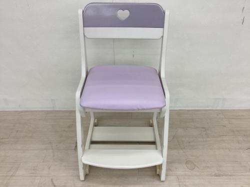 くろがね 学習机4点セット CD-CGX19 パープル×ホワイト ハート柄