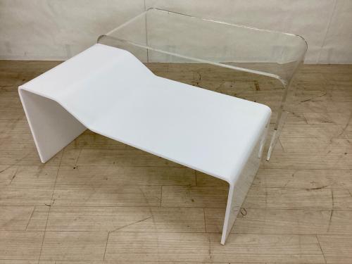 INSHORE (インショア) アクリルコンビテーブル　クリア＆ホワイト