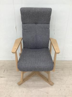 EMOOR 座椅子 os-c502 安全ストッパー付き 回転高座椅子 「みなも」 リクライニングチェア ロック機能 ナチュラル×グレー