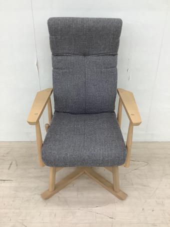 EMOOR 座椅子 os-c502 安全ストッパー付き 回転高座椅子 「みなも」 リクライニングチェア ロック機能 ナチュラル×グレー