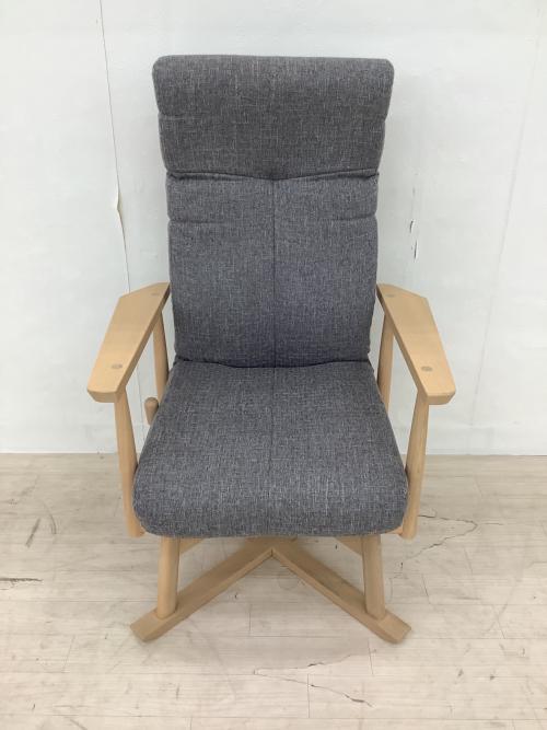 EMOOR 座椅子 os-c502 安全ストッパー付き 回転高座椅子 「みなも」 リクライニングチェア ロック機能 ナチュラル×グレー