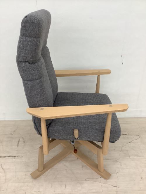 EMOOR 座椅子 os-c502 安全ストッパー付き 回転高座椅子 「みなも」 リクライニングチェア ロック機能 ナチュラル×グレー