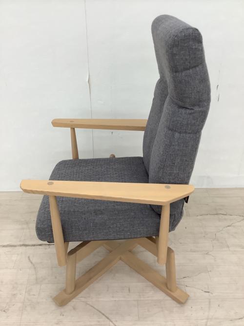 EMOOR 座椅子 os-c502 安全ストッパー付き 回転高座椅子 「みなも」 リクライニングチェア ロック機能 ナチュラル×グレー