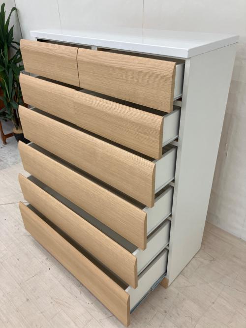 ニトリ ハイチェスト 幅:約105㎝ ホワイト×ナチュラル WISH