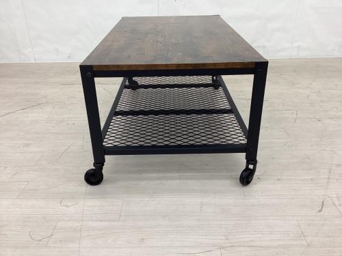 萩原 (ハギハラ) ローテーブル KT-3764 キャスター付 ダークブラウン×ブラック