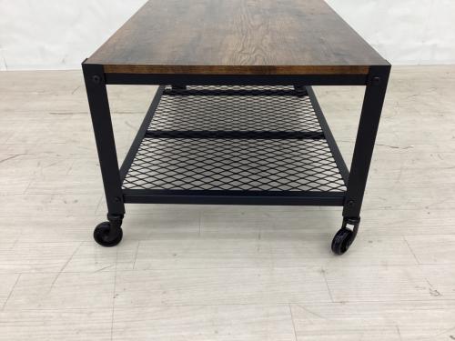 萩原 (ハギハラ) ローテーブル KT-3764 キャスター付 ダークブラウン×ブラック