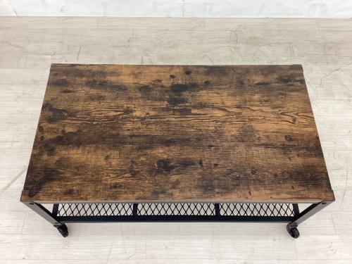 萩原 (ハギハラ) ローテーブル KT-3764 キャスター付 ダークブラウン×ブラック