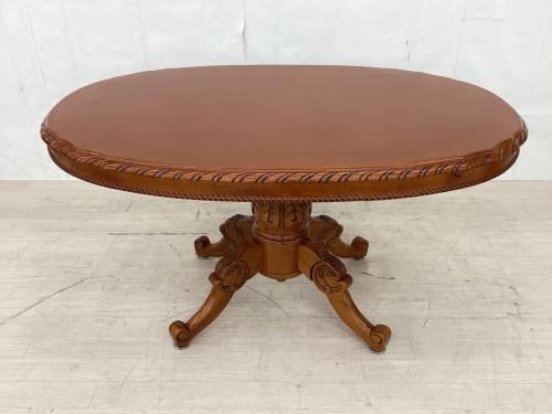 ダイニング5点セット 英国アンティーク調 ブラウン×グリーン