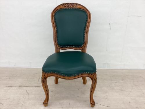 ダイニング5点セット 英国アンティーク調 ブラウン×グリーン