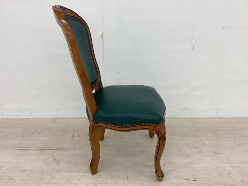 ダイニング5点セット 英国アンティーク調 ブラウン×グリーン