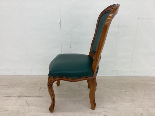 ダイニング5点セット 英国アンティーク調 ブラウン×グリーン