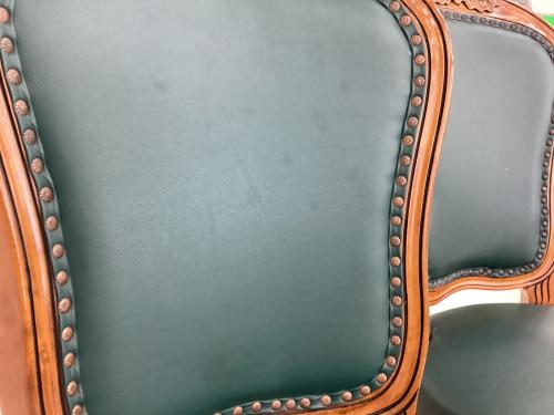 ダイニング5点セット 英国アンティーク調 ブラウン×グリーン