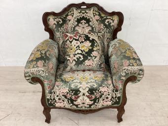 dinos (ディノス) 1人掛けソファー グリーン×ブラウン イタリア製金華山織張ＤＸソファ１ＰⅡ