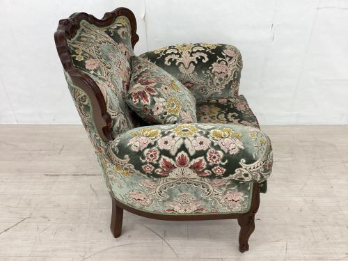 dinos (ディノス) 1人掛けソファー グリーン×ブラウン イタリア製金華山織張ＤＸソファ１ＰⅡ