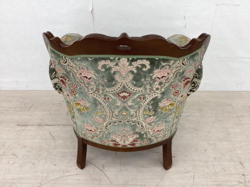 dinos (ディノス) 1人掛けソファー グリーン×ブラウン イタリア製金華山織張ＤＸソファ１ＰⅡ