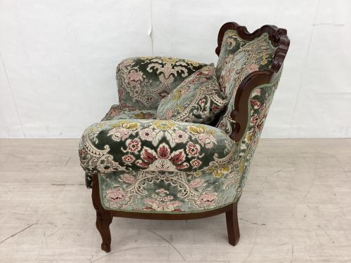 dinos (ディノス) 1人掛けソファー グリーン×ブラウン イタリア製金華山織張ＤＸソファ１ＰⅡ