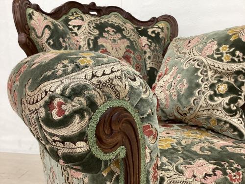 dinos (ディノス) 1人掛けソファー グリーン×ブラウン イタリア製金華山織張ＤＸソファ１ＰⅡ