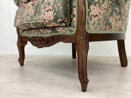 dinos (ディノス) 1人掛けソファー グリーン×ブラウン イタリア製金華山織張ＤＸソファ１ＰⅡ