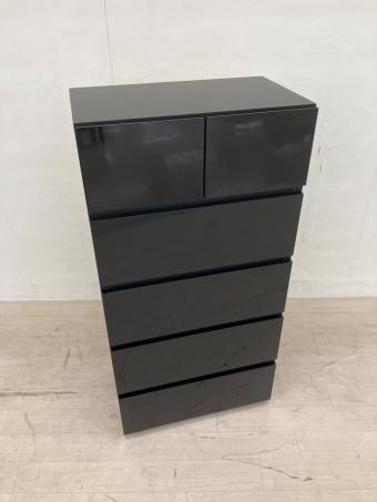 dinos (ディノス) チェスト ブラック 奥行３０薄型ツヤツヤタンス５段幅５０