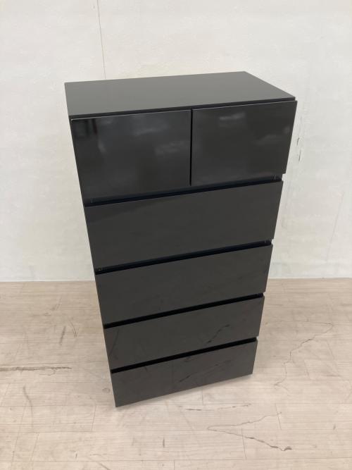 dinos (ディノス) チェスト ブラック 奥行３０薄型ツヤツヤタンス５段幅５０