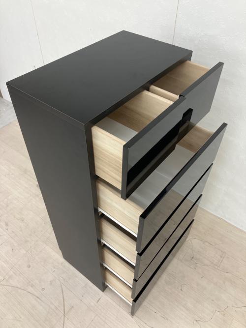 dinos (ディノス) チェスト ブラック 奥行３０薄型ツヤツヤタンス５段幅５０