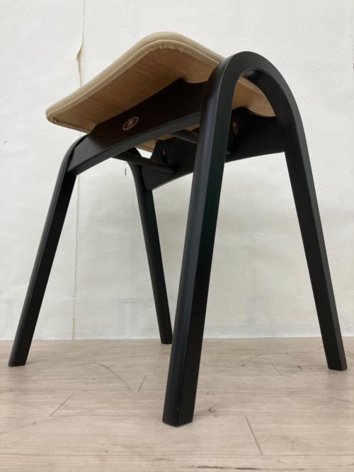 秋田木工 (アキタモッコウ) スツール 202 ベージュ×ダークブラウン Stool No.202