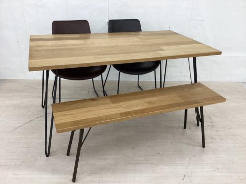 a.depeche (アデペシュ) ベンチダイニング4点セット 幅:約140㎝ ナチュラル×ブラック Souシリーズ/PUNISH chair