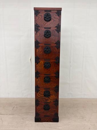 岩谷堂箪笥 (イワヤドウタンス) ハイチェスト ブラウン×ブラック 七ツ抽立長箪笥