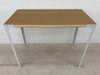 無印良品 (ムジルシリョウヒン) デスク 幅:約90㎝ ナチュラル×ホワイト スチール脚 木製デスク（廃盤品）