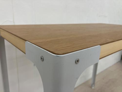 無印良品 (ムジルシリョウヒン) デスク 幅:約90㎝ ナチュラル×ホワイト スチール脚 木製デスク（廃盤品）