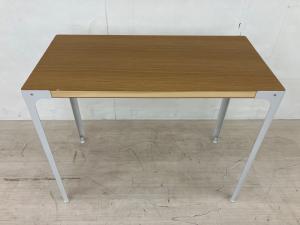 無印良品 (ムジルシリョウヒン) デスク 幅:約90㎝ ナチュラル×ホワイト スチール脚 木製デスク（廃盤品）