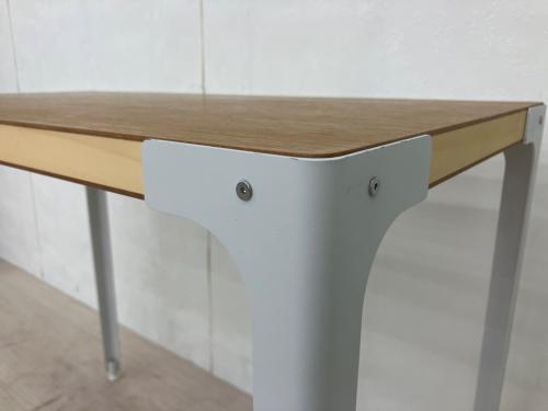 無印良品 (ムジルシリョウヒン) デスク 幅:約90㎝ ナチュラル×ホワイト スチール脚 木製デスク（廃盤品）