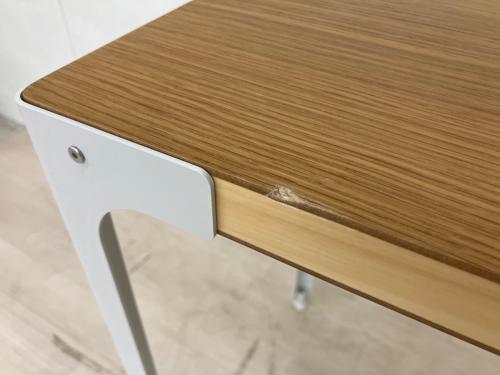無印良品 (ムジルシリョウヒン) デスク 幅:約90㎝ ナチュラル×ホワイト スチール脚 木製デスク（廃盤品）