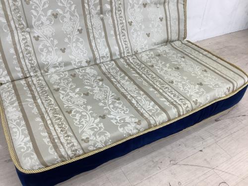 BELLE MAISON (ベルメゾン) リクライニングローソファー ミッキーモチーフ クッション×2付 ブルー×ベージュ
