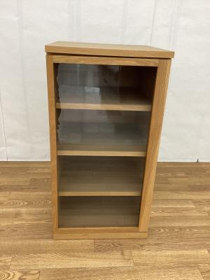 無印良品 (ムジルシリョウヒン) キャビネット 幅:約44㎝ ナチュラル 木製キャビネット ガラス扉 スリム オーク材突板