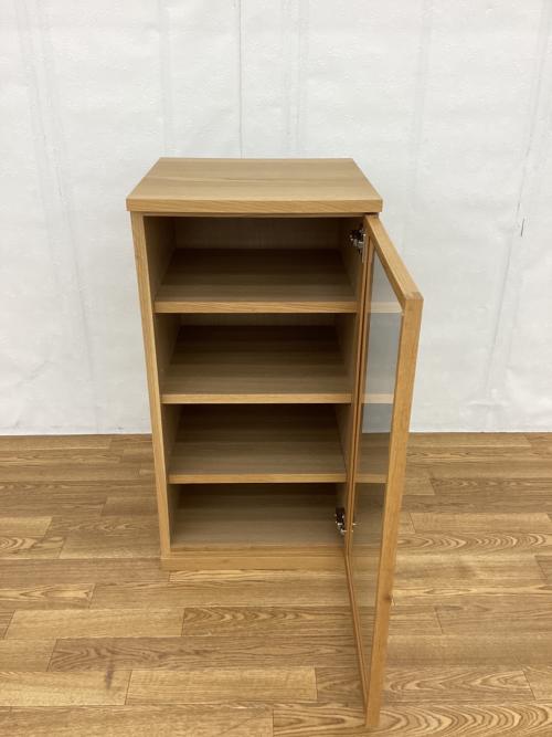 無印良品 (ムジルシリョウヒン) キャビネット 幅:約44㎝ ナチュラル 木製キャビネット ガラス扉 スリム オーク材突板