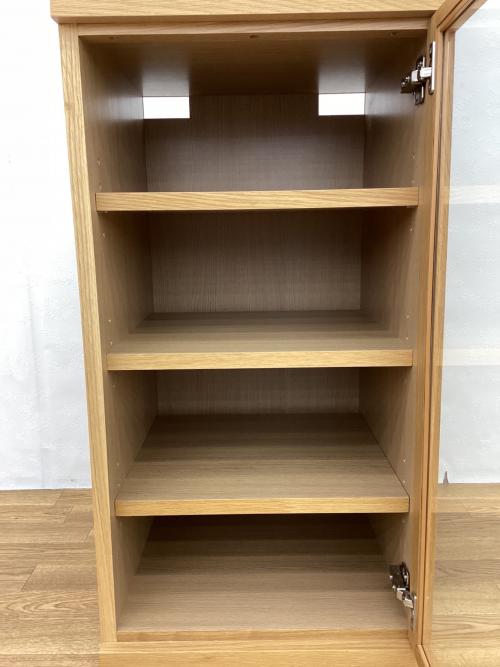 無印良品 (ムジルシリョウヒン) キャビネット 幅:約44㎝ ナチュラル 木製キャビネット ガラス扉 スリム オーク材突板