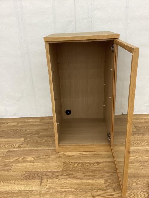 無印良品 (ムジルシリョウヒン) キャビネット 幅:約44㎝ ナチュラル 木製キャビネット ガラス扉 スリム オーク材突板