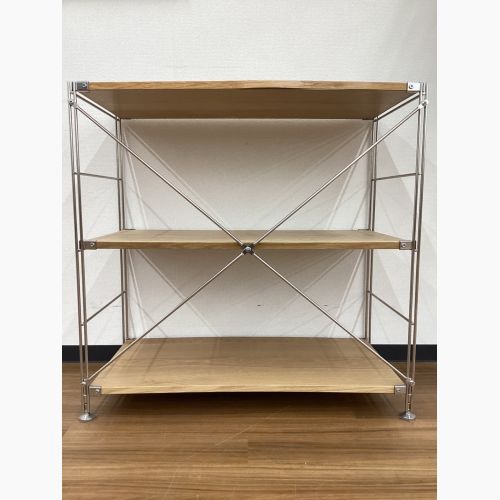 無印良品 (ムジルシリョウヒン) シェルフ   3段 ステンレス×オーク材 ステンレスユニットシェルフ 幅86㎝