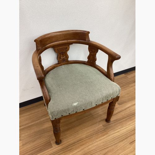 アームチェアー ブラウン 彫刻入り 扇