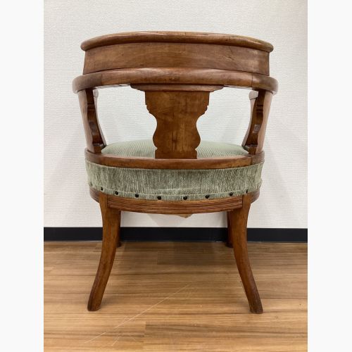 アームチェアー ブラウン 彫刻入り 扇