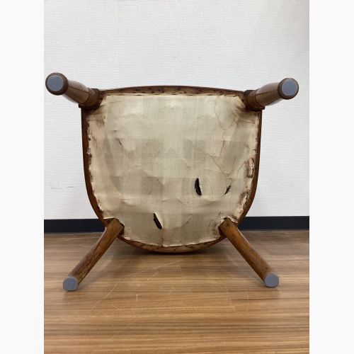 アームチェアー ブラウン 彫刻入り 扇