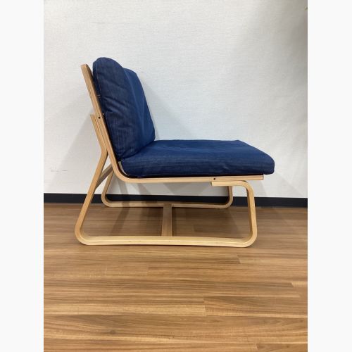 無印良品 (ムジルシリョウヒン) チェア ネイビー×ナチュラル  ソファチェア オーク材突板 リビングでもダイニングでもつかえるソファチェア