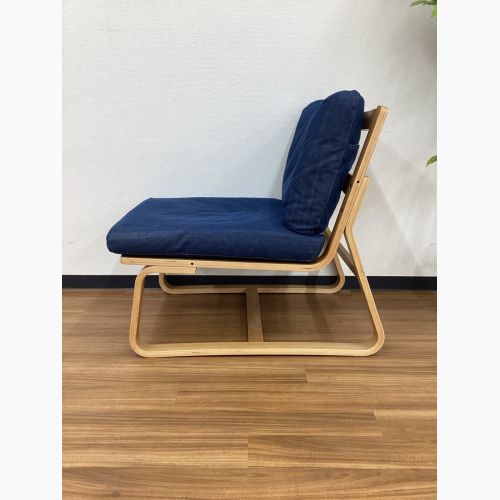 無印良品 (ムジルシリョウヒン) チェア ネイビー×ナチュラル  ソファチェア オーク材突板 リビングでもダイニングでもつかえるソファチェア