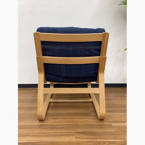 無印良品 (ムジルシリョウヒン) チェア ネイビー×ナチュラル  ソファチェア オーク材突板 リビングでもダイニングでもつかえるソファチェア